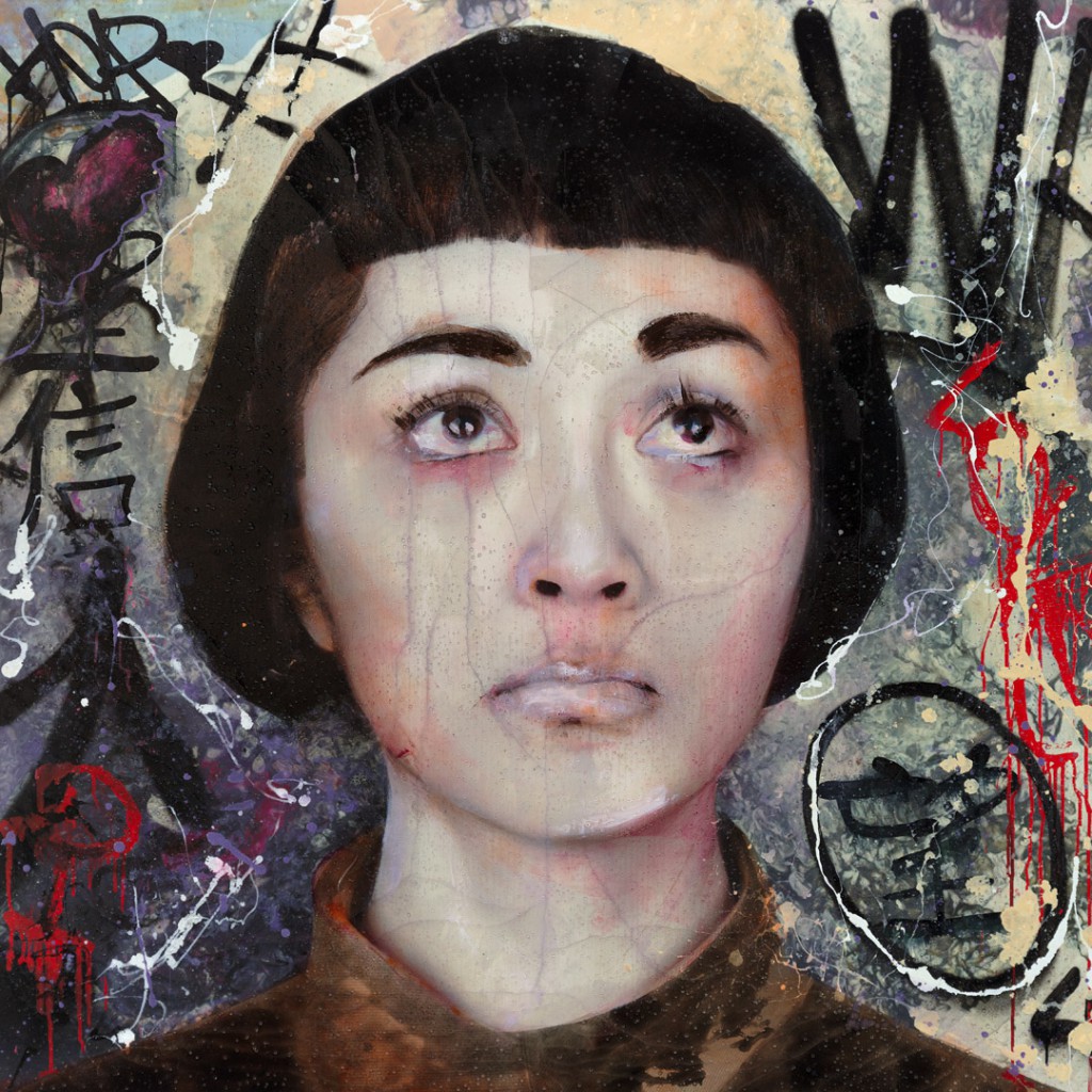 Lita Cabellut: Dried Tear 33; mixed media on canvas; 150x150 cm